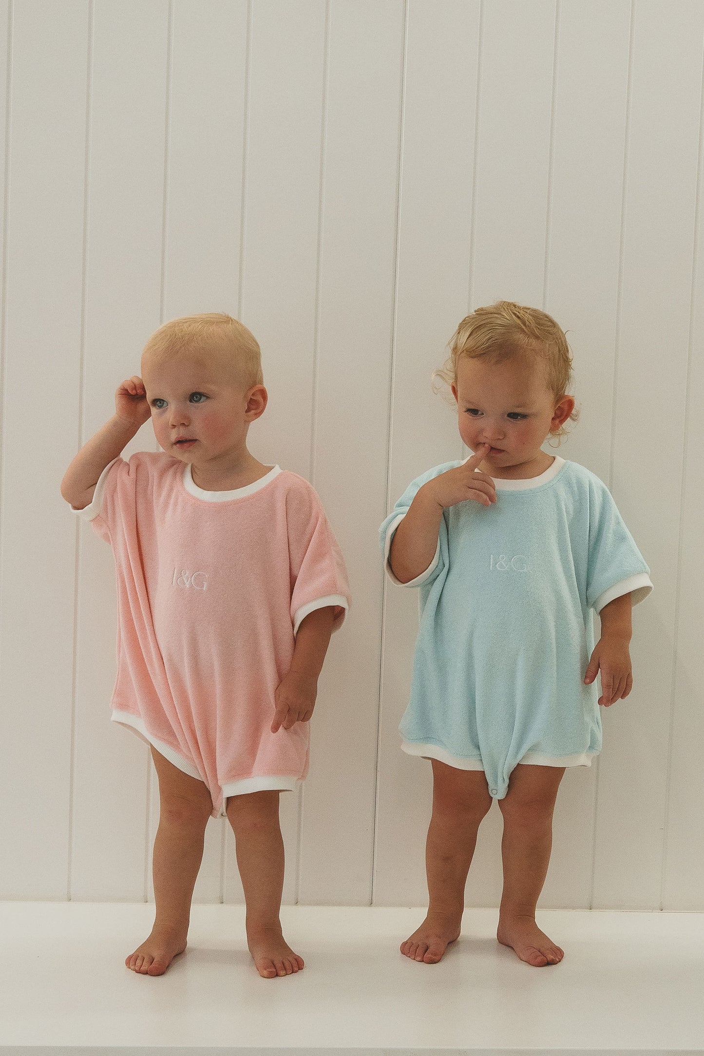 Baby Blue Terry Towel Romper