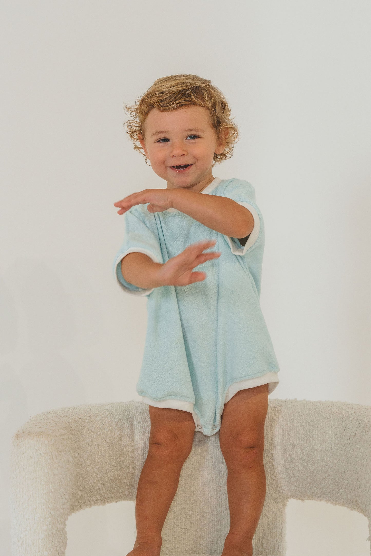 Baby Blue Terry Towel Romper