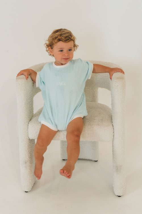 Baby Blue Terry Towel Romper - Ivy & Gaia
